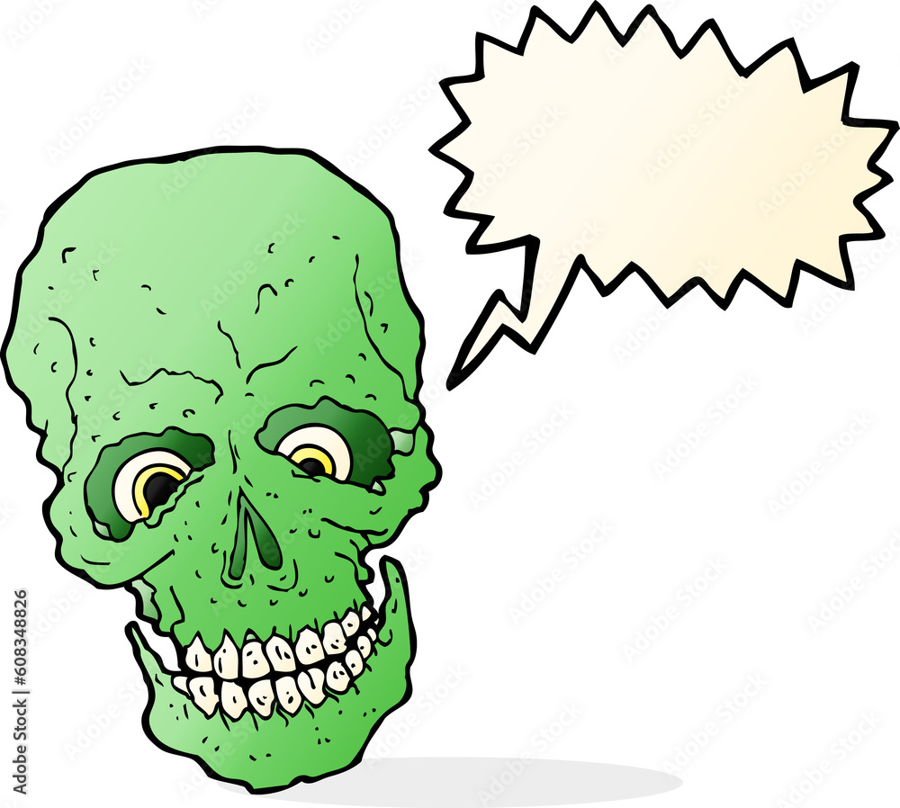 cartoon spooky skull with speech bubble cartoon spooky skull with speech bubble