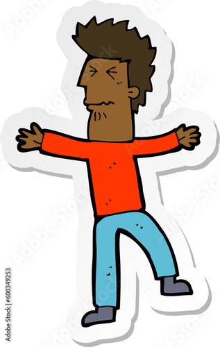 sticker of a cartoon stressed man