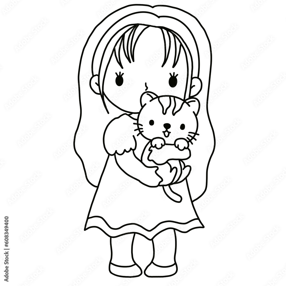 Obraz premium girl with cat