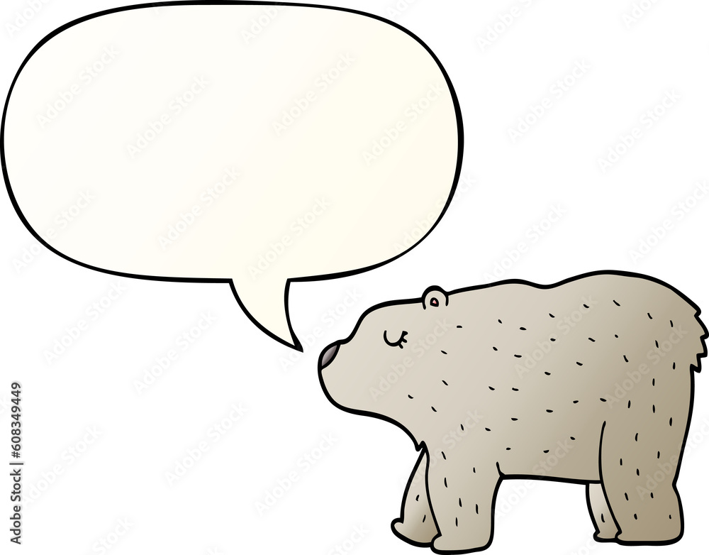cartoon bear with speech bubble in smooth gradient style cartoon bear with speech bubble in smooth gradient style