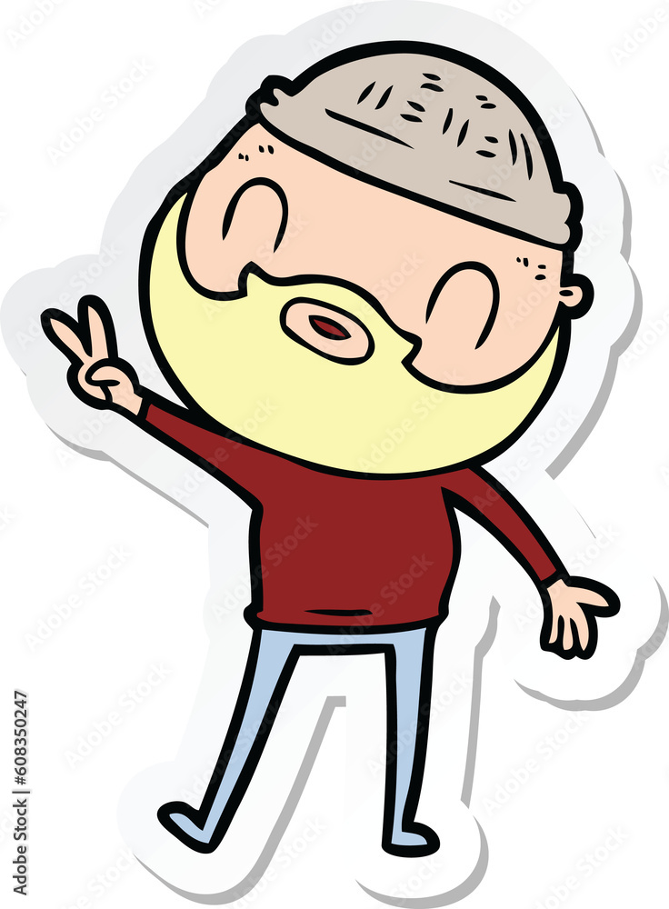 sticker of a cartoon bearded man