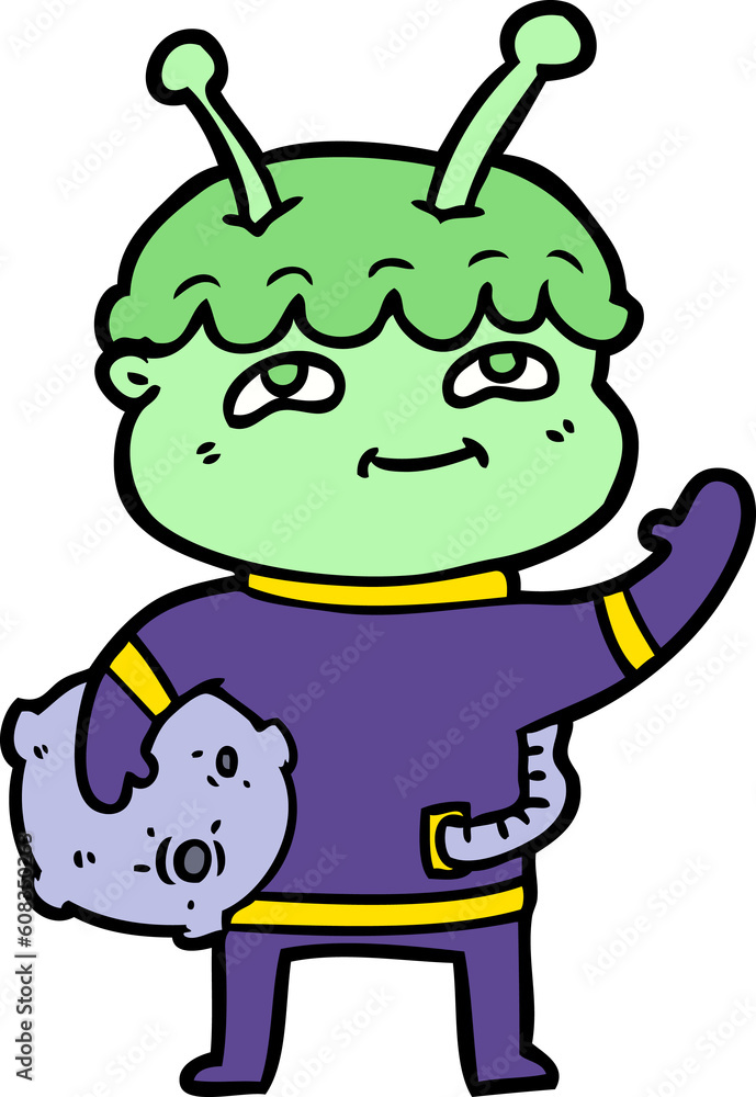 Fototapeta premium friendly cartoon spaceman waving