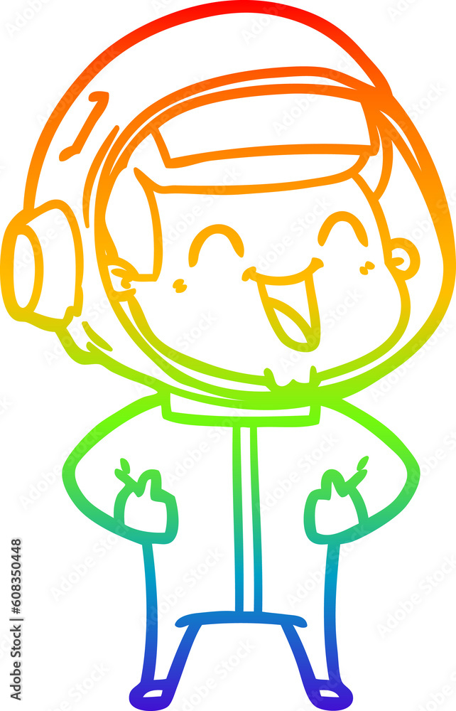 rainbow gradient line drawing of a happy cartoon astronaut rainbow gradient line drawing of a happy cartoon astronaut