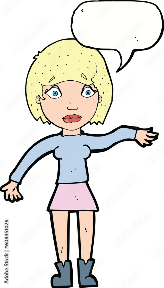 cartoon surprised woman with speech bubble cartoon surprised woman with speech bubble