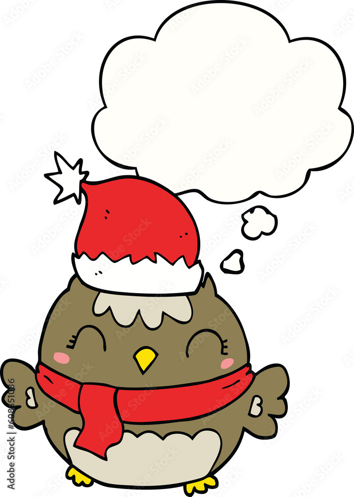 cute christmas owl with thought bubble cute christmas owl with thought bubble