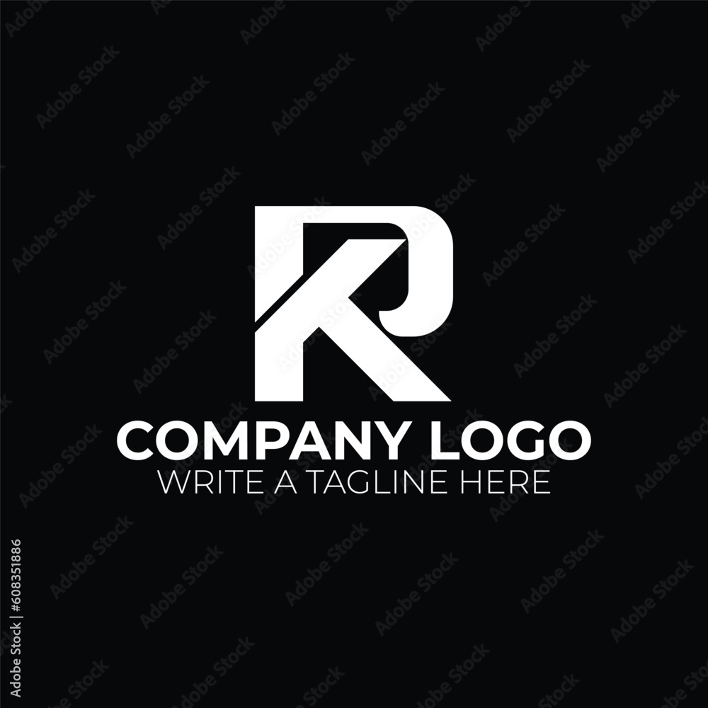 Initial letter R K black and white logo design Initial letter R K black and white logo design