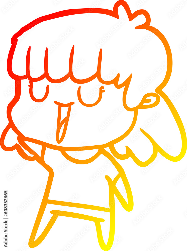 warm gradient line drawing of a cartoon woman warm gradient line drawing of a cartoon woman