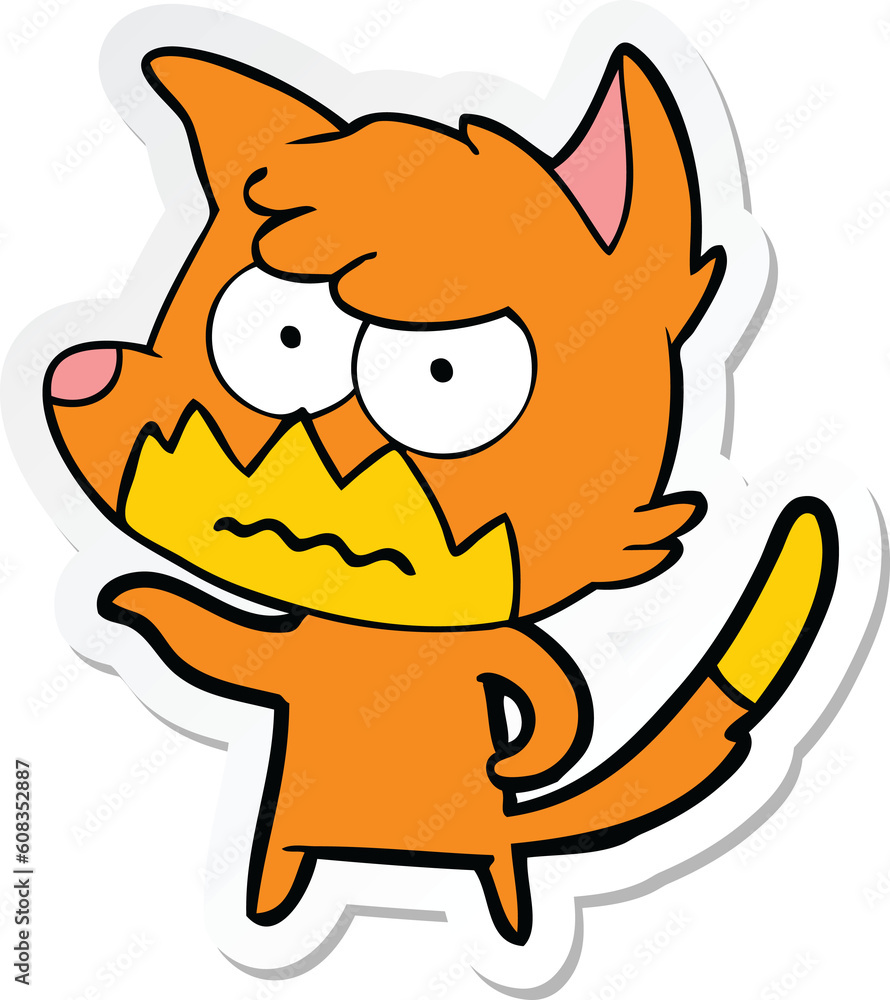 sticker of a cartoon annoyed fox sticker of a cartoon annoyed fox
