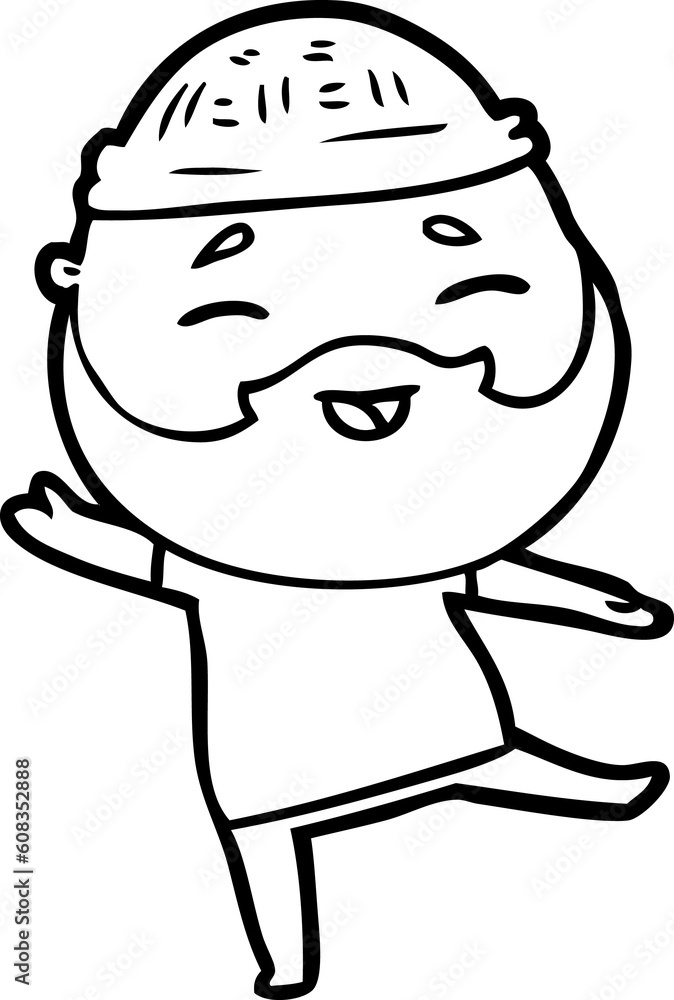 cartoon happy bearded man