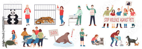 Animal Activists Icon Set