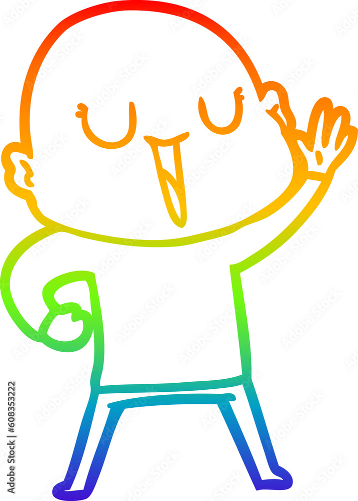 rainbow gradient line drawing of a happy cartoon bald man rainbow gradient line drawing of a happy cartoon bald man