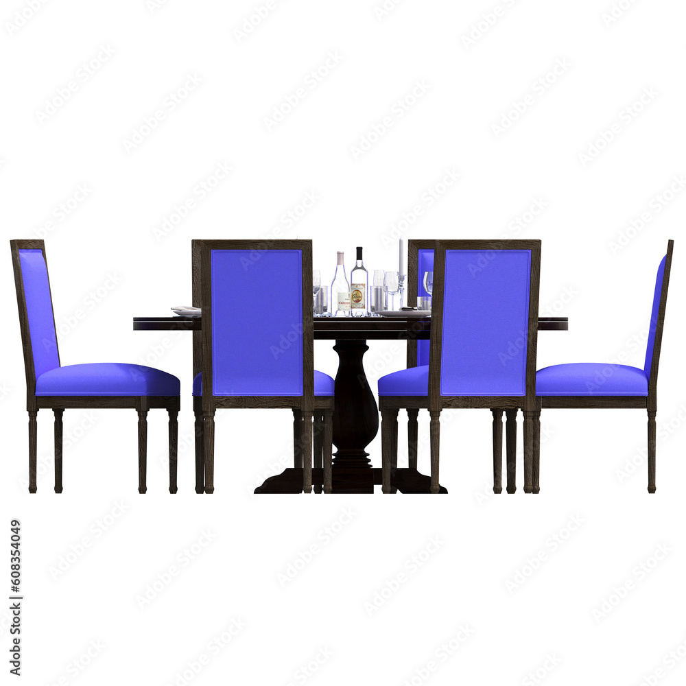 Fototapeta premium diner table isolated on transparent background, 3D illustration, cg render