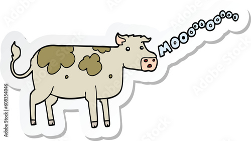 sticker of a cartoon cow