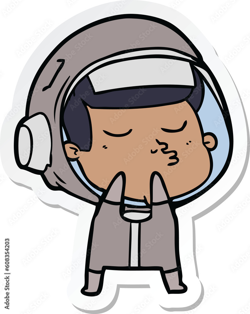 Naklejka premium sticker of a cartoon confident astronaut