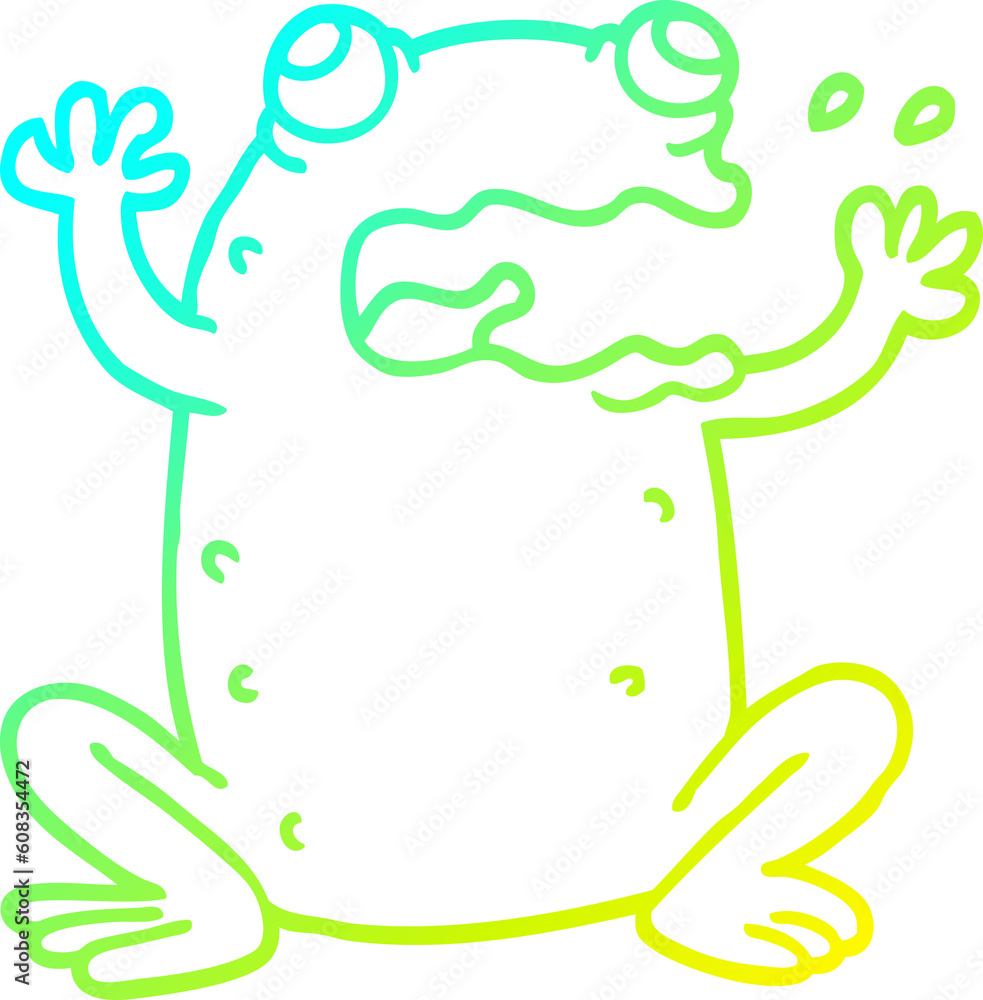 cold gradient line drawing of a cartoon crazy frog cold gradient line drawing of a cartoon crazy frog