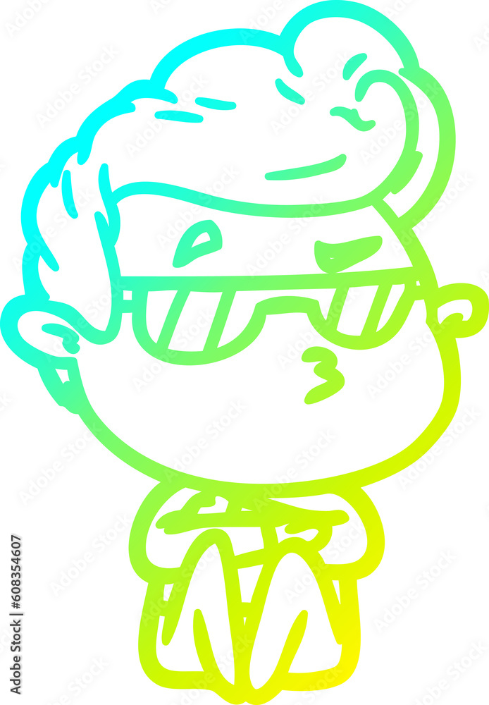 cold gradient line drawing of a cartoon cool guy cold gradient line drawing of a cartoon cool guy