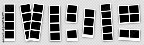 Photo booth collection. Realistic polaroid photo template. Realistic blank photography. Empty photo frame mock up with shadow. Retro empty photo frame. Vintage card. Vector illustration