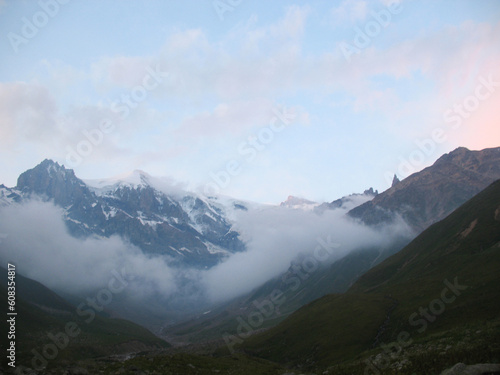 Beautiful montane landscape. Alpine climbing. Sunset in the mountains. The Tsautsasus is a region spanning Europe and Asia. Elbrus region. Mountains landscape. oetztal alps, tyrol, austria, europe