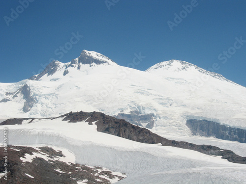 peaks of mount Elbrus. view from the North