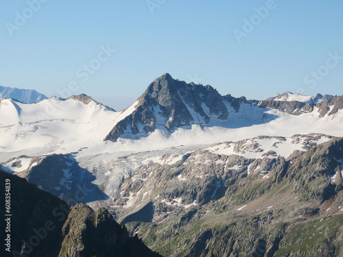 Beautiful montane landscape. Alpine climbing. Sunset in the mountains. The Tsautsasus is a region spanning Europe and Asia. Elbrus region. Mountains landscape. oetztal alps  tyrol  austria  europe