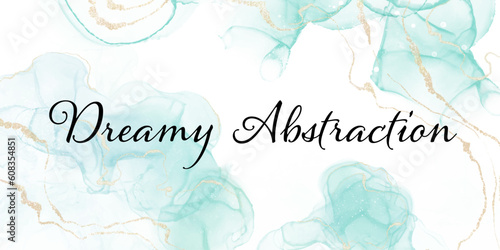 Dreamy Abstraction - Luxury abstract background - alcohol ink and golden lines. Vector format.
