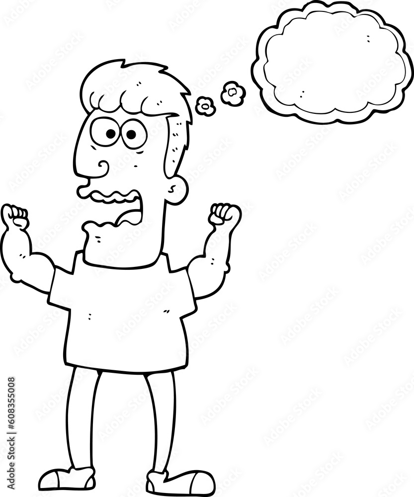 freehand drawn thought bubble cartoon stressed man freehand drawn thought bubble cartoon stressed man