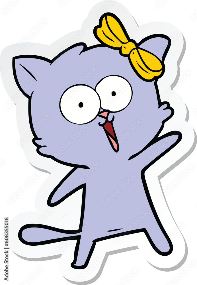 sticker of a cartoon cat