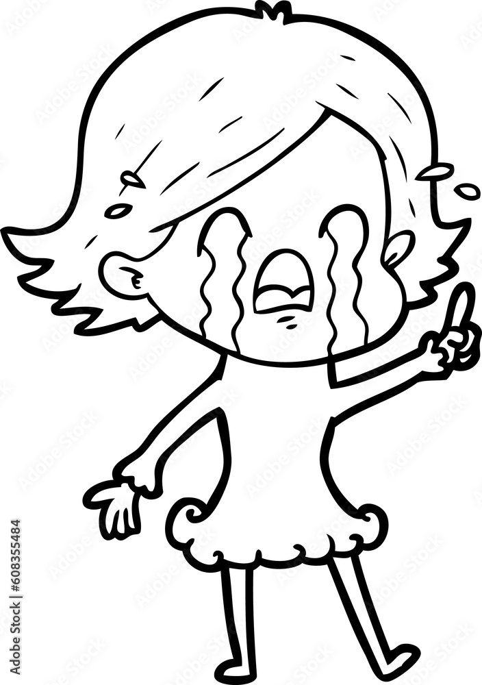 cartoon woman crying