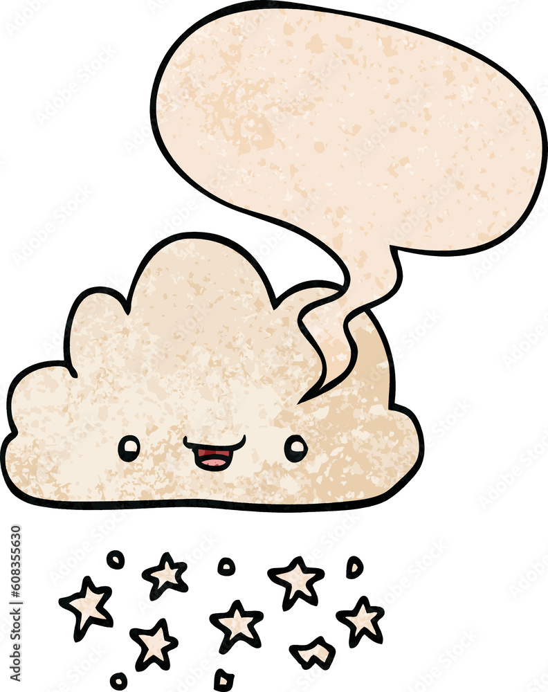 cartoon storm cloud with speech bubble in retro texture style cartoon storm cloud with speech bubble in retro texture style