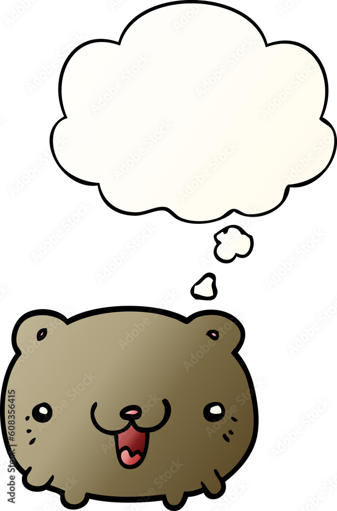 funny cartoon bear with thought bubble in smooth gradient style funny cartoon bear with thought bubble in smooth gradient style