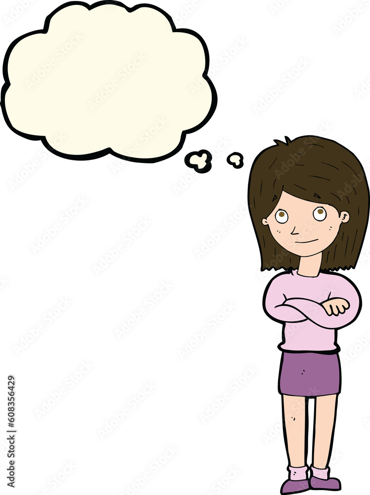 cartoon friendly girl rolling eyes with thought bubble cartoon friendly girl rolling eyes with thought bubble