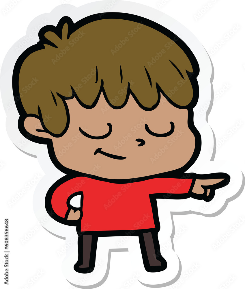 sticker of a cartoon happy boy sticker of a cartoon happy boy