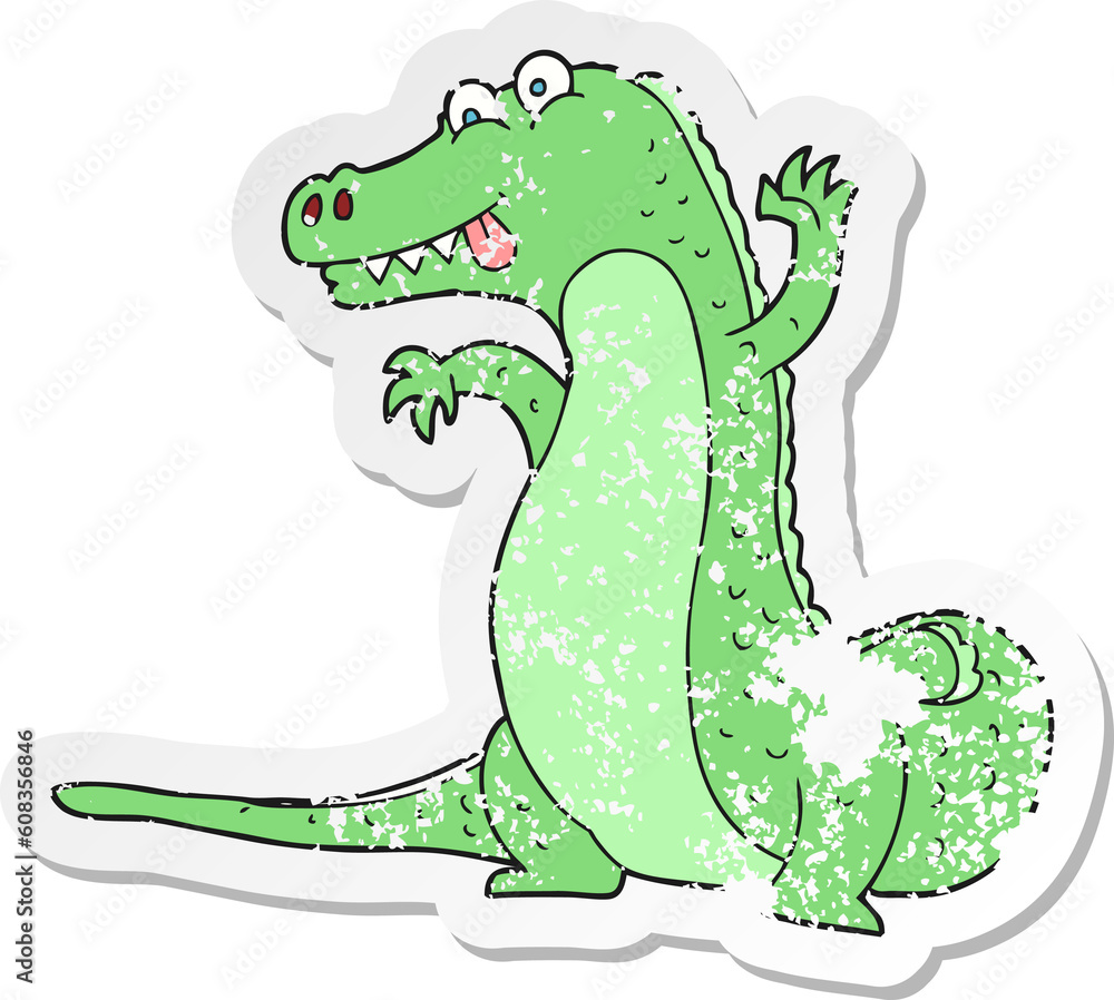 Fototapeta premium retro distressed sticker of a cartoon crocodile