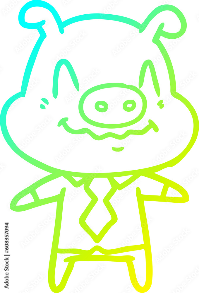 cold gradient line drawing of a nervous cartoon pig boss cold gradient line drawing of a nervous cartoon pig boss