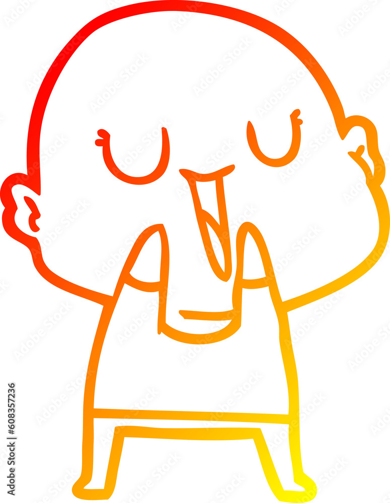warm gradient line drawing of a happy cartoon bald man warm gradient line drawing of a happy cartoon bald man