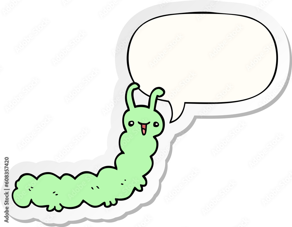 cartoon caterpillar with speech bubble sticker cartoon caterpillar with speech bubble sticker