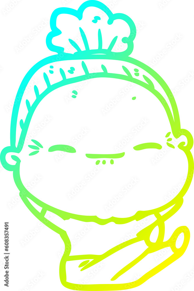 cold gradient line drawing of a cartoon peaceful old woman cold gradient line drawing of a cartoon peaceful old woman