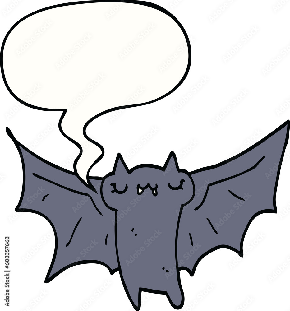 cute cartoon halloween bat with speech bubble