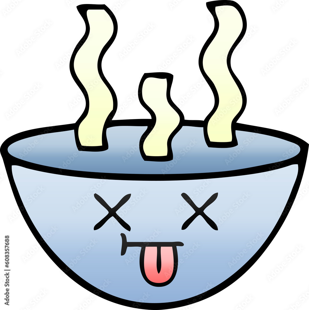 gradient shaded cartoon of a bowl of hot soup gradient shaded cartoon of a bowl of hot soup