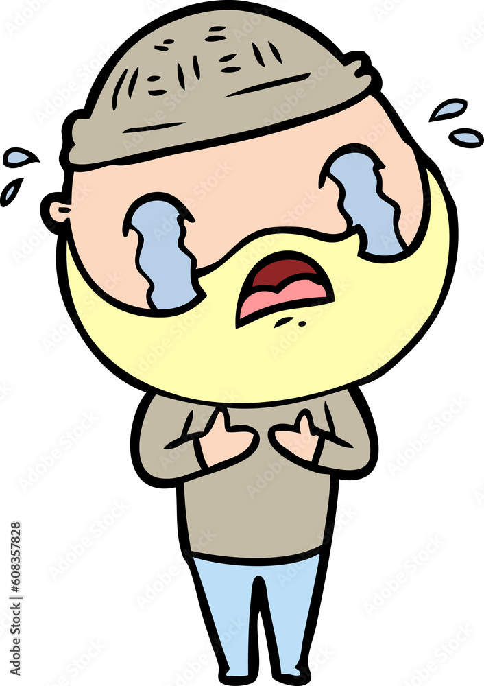 cartoon bearded man crying