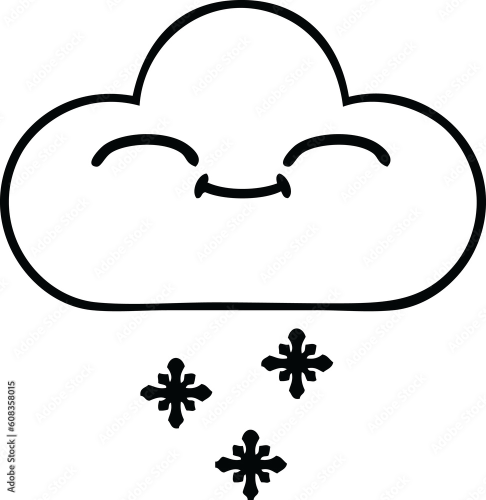 line drawing cartoon of a snow cloud line drawing cartoon of a snow cloud