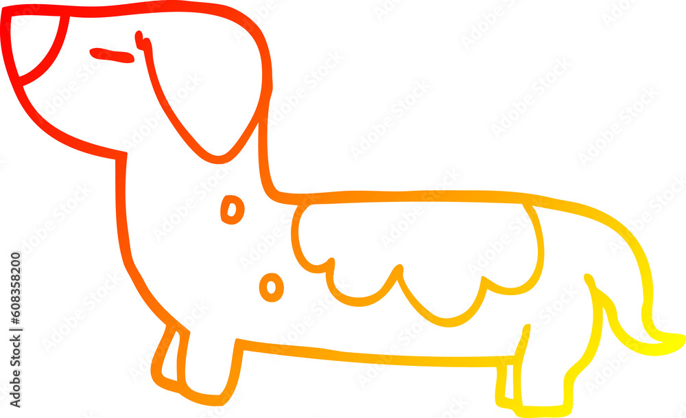 warm gradient line drawing of a cartoon dog warm gradient line drawing of a cartoon dog