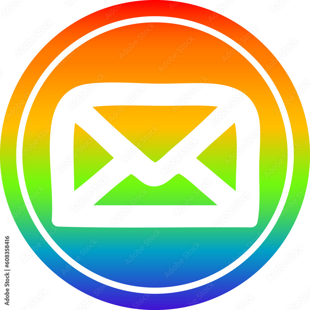 envelope letter circular icon with rainbow gradient finish envelope letter circular icon with rainbow gradient finish