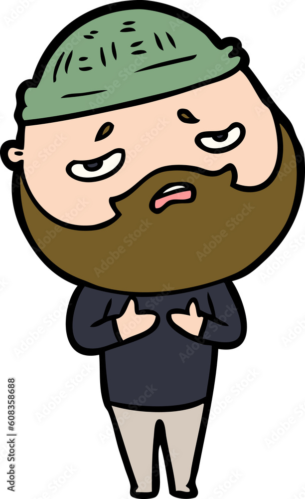 cartoon worried man with beard cartoon worried man with beard