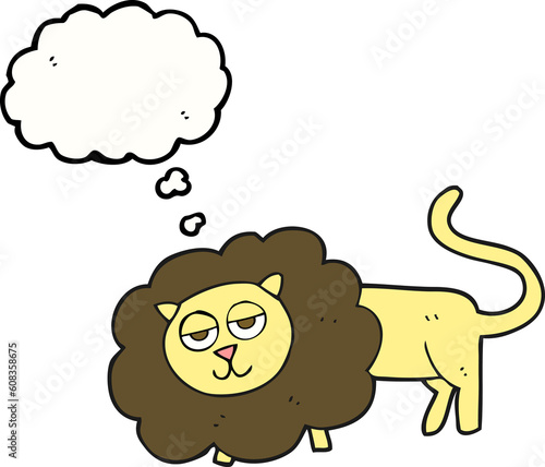 Fototapeta Naklejka Na Ścianę i Meble -  freehand drawn thought bubble cartoon lion