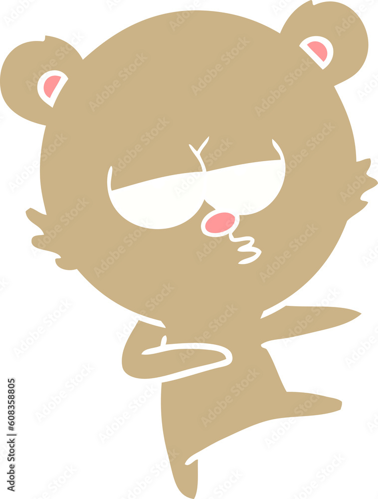 Fototapeta premium bored bear flat color style cartoon dancing