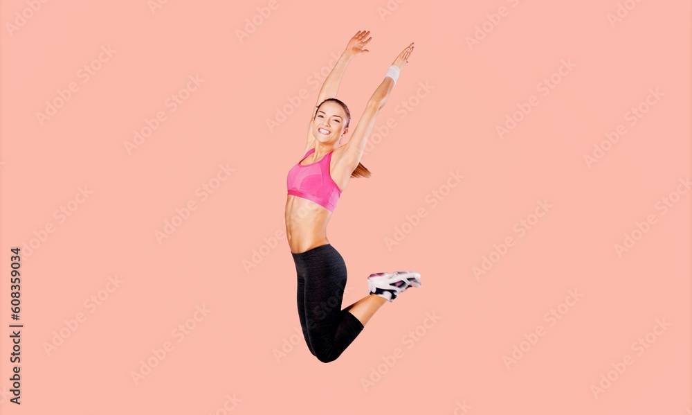 Sporty young woman jumping, exercising Sporty young woman jumping, exercising