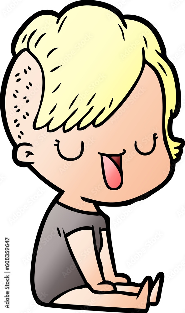 cute cartoon girl with hipster haircut