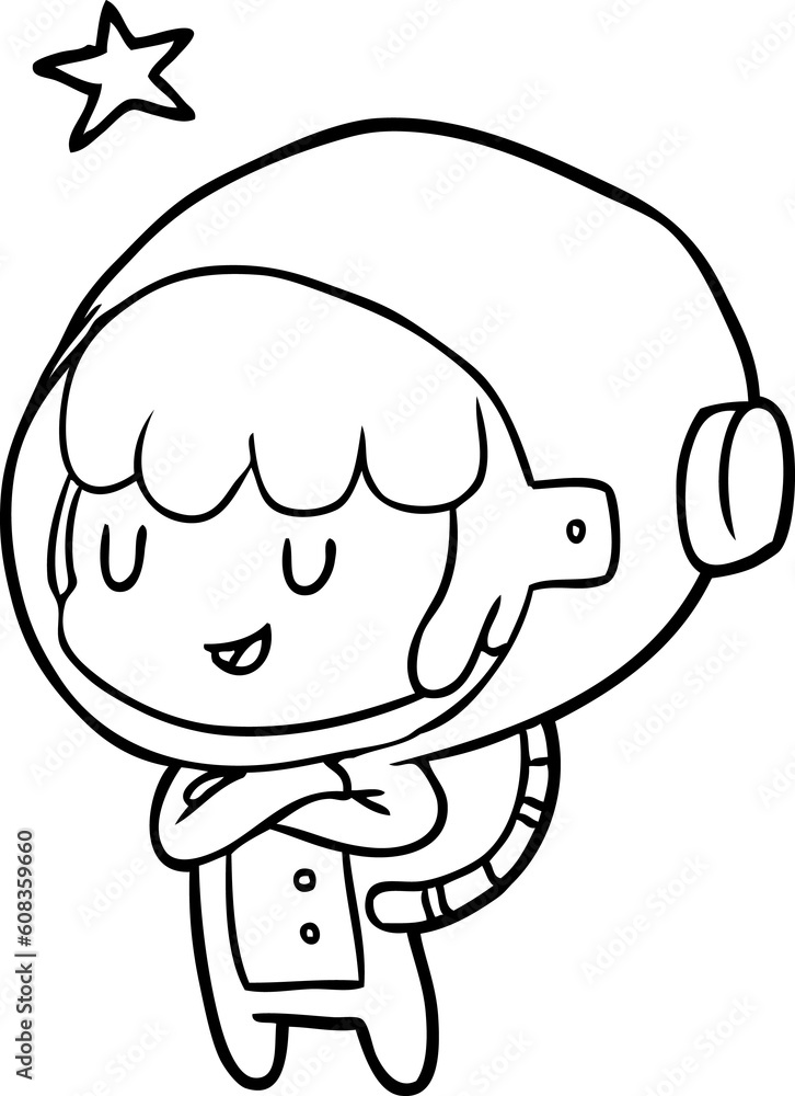 line drawing of a female future astronaut in space suit line drawing of a female future astronaut in space suit