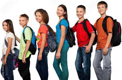 Portrait of Children with Backpacks